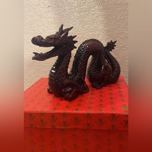 VINTAGE CHINESE RED RESIN DRAGON FENG SHUI “GOOD LUCK” DRAGON